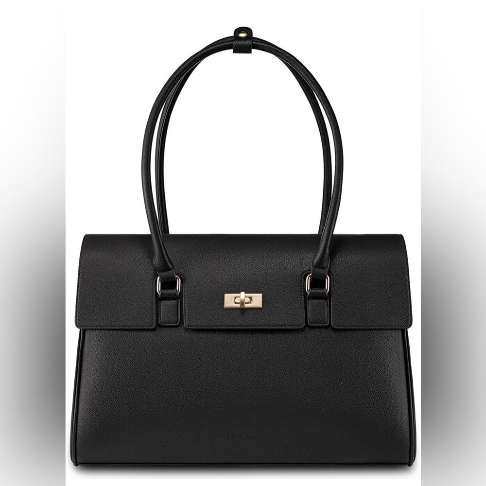 Classic Black Leather Tote Handbag